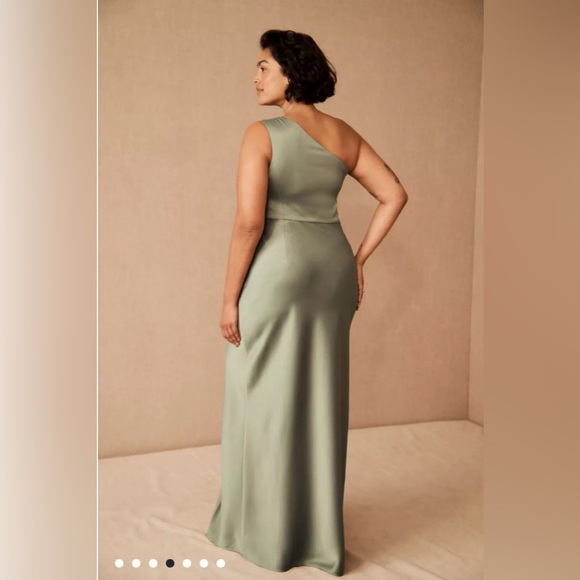 Anthropologie BHLDN Dylan One-Shoulder Satin Side-Slit Gown - Picture 5 of 16